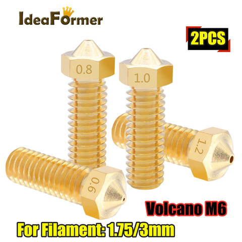 2pcs 3D Printer Parts M6 Volcano Extra Lengthen Copper Brass Nozzle Top quality 0.6/0.8/1.0/1.2mm  hotend for E3D M6 Extruder ► Photo 1/6