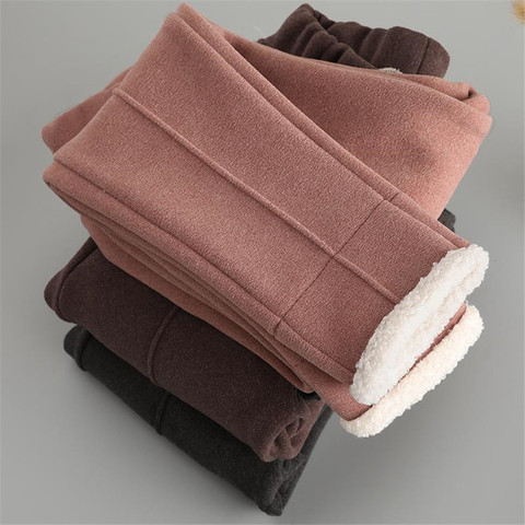 2022 Children Lamb Cashmere Pants Thick Warm Fleece Kids Winter Clothes Boys Girls Trousers for Baby Girls Woolen Fabric Pants ► Photo 1/6