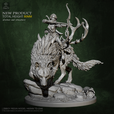 60mm Resin model Kits Riding Wolf Huntress self-assembled TD-2346 ► Photo 1/4