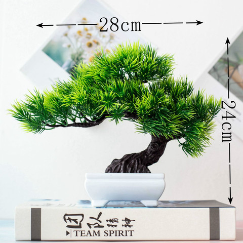 1pcs Artificial Green Plants Bonsai Pine Tree Potted Wedding Festival Party Decorative Gifts Home Office Ornaments Decor Craft ► Photo 1/4