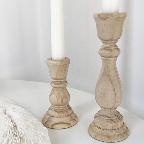 Unfinished Candlesticks Holders Unfinished Wood Classic Craft Candlesticks Smoothed and Ready to Easily Paint or Decoration ► Photo 1/6