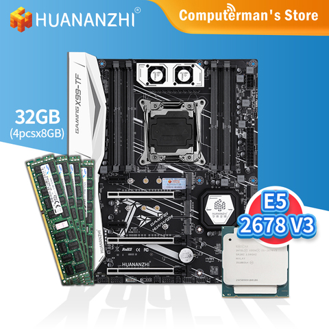 HUANANZHI X99 TF Motherboard combo kit set CPU Intel XEON E5 2678 V3 Memory 4*8G DDR3 RECC 1600 memory M.2 NVME USB3.0 ATX ► Photo 1/6