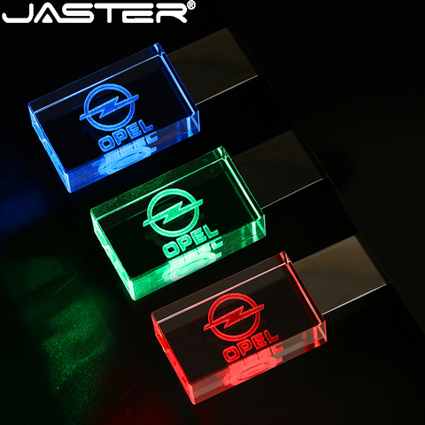 JASTER OPEL crystal + metal USB flash drive pendrive 4GB 8GB 16GB 32GB 64GB 128GB External Storage memory stick u disk ► Photo 1/5