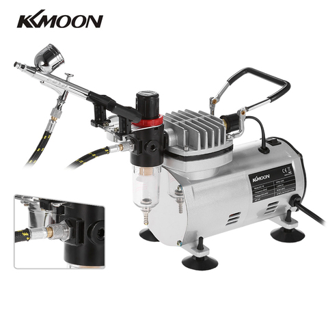 KKmoon AC-18 3 Airbrush Kit Air Compressor Dual-Action Hobby Spray Gun Air Brush Set Tattoo Nail Art Paint Supply Cleaning Brush ► Photo 1/6