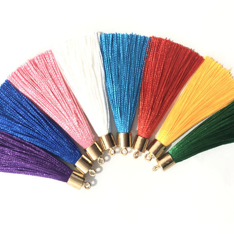 10Pcs 6cm Small Silk Tassel Earrings pendant Charms Crafts Gold Metal Cap Tassels Brush For DIY Jewelry Making Accessories ► Photo 1/6