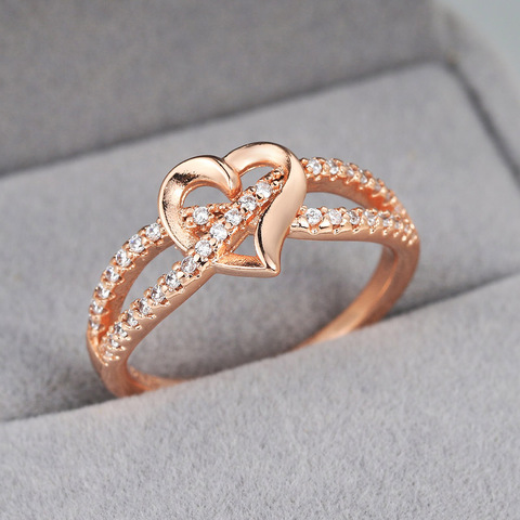 Romantic Heart Rings For Women Wedding Engagement Finger Midi Rings Crystal Accessories Fashion Jewelry DZR026 ► Photo 1/6
