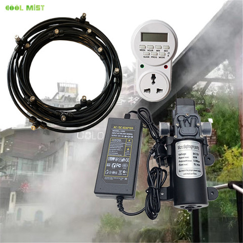 Timer control 8M-18M watering kits 12V DC pump mist water sprayer fine fog nebulizer slip lock nozzle 1/4'' PE hose sprayer M038 ► Photo 1/6
