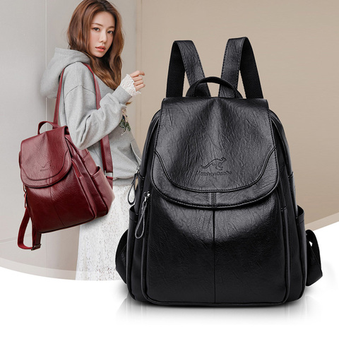2022 Luxury Brand Women Backpack High Quality Leather Backpacks Travel Backpack Fashion School Bags for Girls mochila feminina ► Photo 1/6