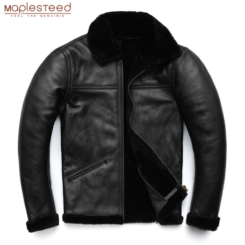 100% Natural Fur Shearling Coat Men Thick Black Winter Coat Men Leather Coat Warm Winter Asian Size M-4XL Winter Clothing M263 ► Photo 1/6