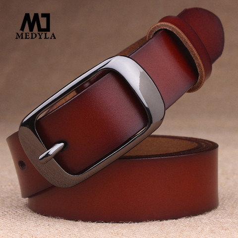 MEDYLA Women's Belt Genuine Leather Fashion Retro Belts High Quality Luxury Brand Ladies Alloy Buckle Casual Jeans Belt ► Photo 1/6