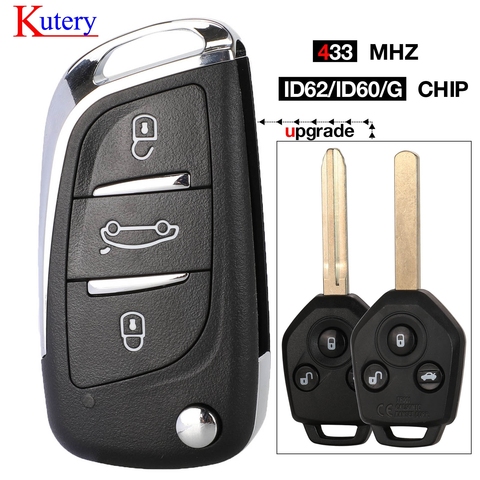 kutery 433MHz 4D62 ID60 G Chip 3 Button Remote key for Subaru Forester OutBack XV Origianl/ Upgraded Flip Folding Key Fob ► Photo 1/6