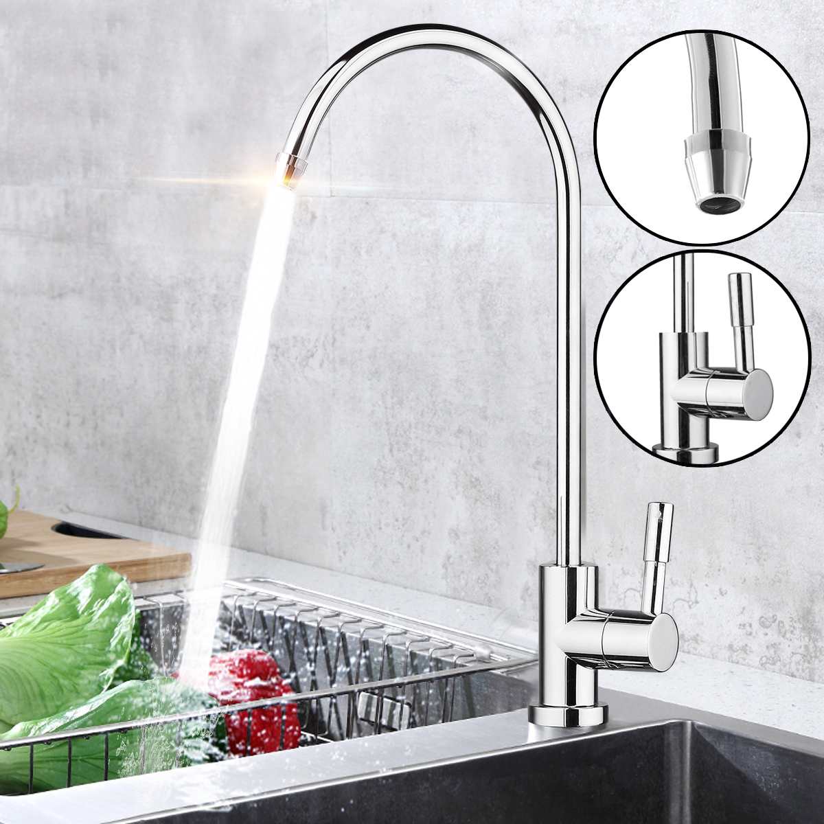 Kitchen Water Faucet Chrome Plated 1/4 Inch Connect Hose Reverse Osmosis Parts Purifier Direct Drinking Tap water ► Photo 1/6