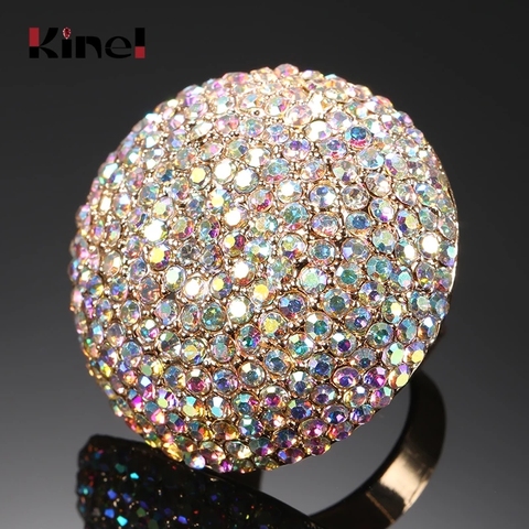 Kinel Fashion Colorful Crystal Women Big Rings Gold Color Morocco Banquet Wedding Ring Statement Jewelry Crystal Gift 2022 New ► Photo 1/6