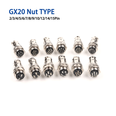 1Set GX20 Aviation connector Diam 20mm GX20  circular quick connector 2Pin 3/4/5/6/7/8/9/10/12/14/15pin Electric Wire Connectors ► Photo 1/6