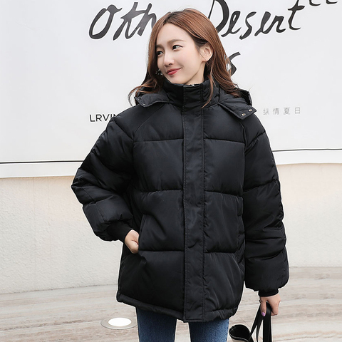 Women's Winter Down Jackets Plus Size Solid Loose Women Coats Hooded Stand Collar Oversized Korean Style Thick Casual Outerwear ► Photo 1/6