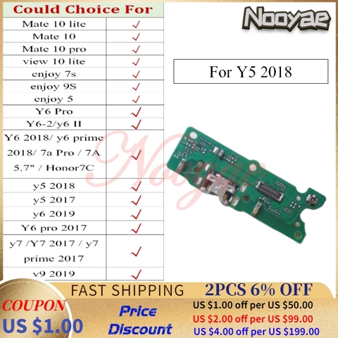 For Huawei View Mate 10 Lite Pro Enjoy 7s 9S 5 Y541 GR3 7apro AUM-L29 USB Charging Port Charger Dock Flex Cable Microphone Board ► Photo 1/2