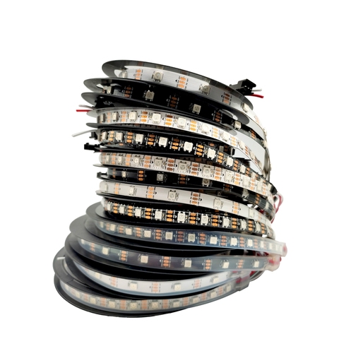 WS2812B WS2812 Individually Addressable Smart RGB LED Strip Light 30/60/144led Black/White PCB Waterproof IP30/65/67 DC5V ► Photo 1/6