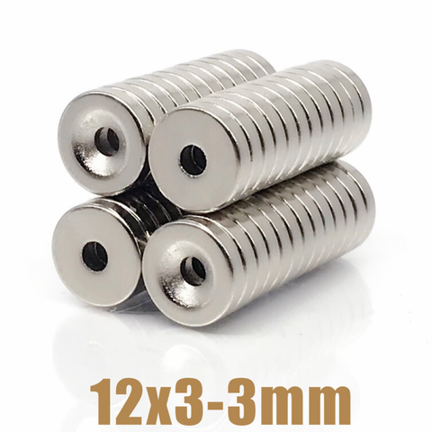 10/20/50/500Pcs Neodymium Magnet 12x3 Hole 3 N35 NdFeB Round Super Powerful Strong Permanent Magnetic imanes Disc 12*3 Hole3 ► Photo 1/6