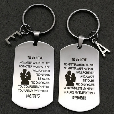 Stainless Steel Couple Keychain Pendant Couple Gift for Boyfriend Girlfriend Fiance Husband Wife ► Photo 1/5