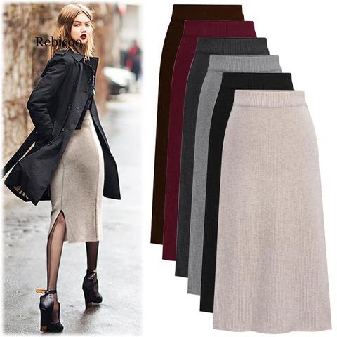 Knitting Skirt Girls Long plus size Wool Skirt Hip Skirt Women Skirt High Waist ► Photo 1/6