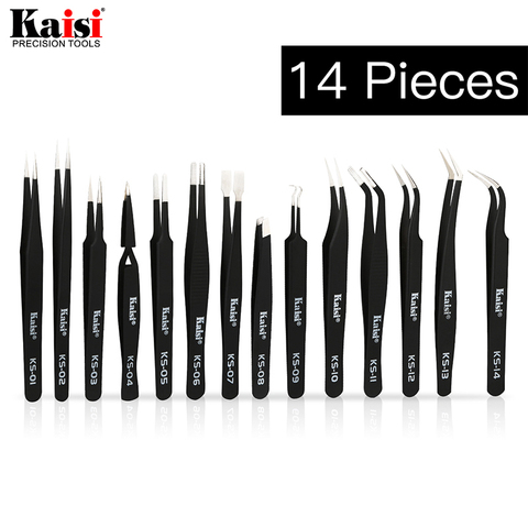 14pcs ESD Tweezers set stainless steel Precision Repair Tweezers for Electronic Mobile Phone Repair Tools Kit blackhead removal ► Photo 1/6