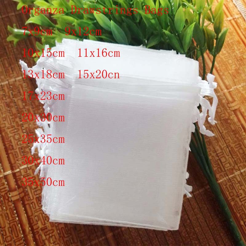 100pcs 15x20 17x23 20x30 30x40cm Big Size Organza Bags Wedding Christmas  Gift Bag Jewelry Packaging Display