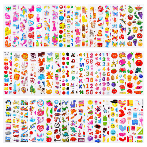 20 8 Sheets/lot Kids Stickers 3D Puffy Bulk Cartoon Zoo Animal Princess Stickers for Girl Boy Birthday Gift DIY Children Toys ► Photo 1/6