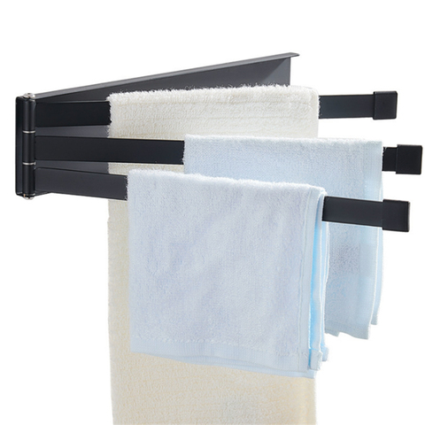Rotating Towel Rack Bath Rail Hanger Towel Sticker Holder 3 Swivel Bars Kitchen Bathroom Rack Hanging Wall Mount ► Photo 1/6
