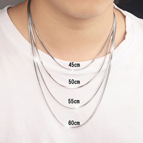 MIQIAO 925 Sterling Silver Snake Chain Long 40 45 50 55 60 CM Coarse Wide 1.2 1.5 1.8 2.0 MM Platinum Color Women Men Necklace ► Photo 1/6