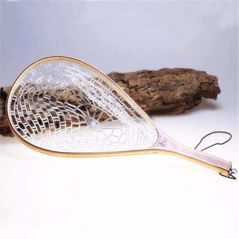 Fishing Landing Net Wooden Handle Fly Trout Soft Rubber Net Mesh Catcher Collapsible Fishing Tools Portable Landing Dip Net ► Photo 1/5