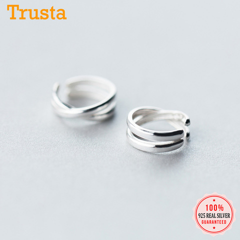 Trusta  2pcs 100% 925 Sterling Silver Clip on Earrings Ear Cuff  For Women Girl Lady Without Piercing Earring Jewelry DS534 ► Photo 1/5