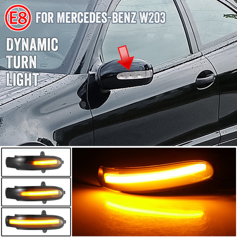 For Mercedes Benz C Class W203 S203 CL203 2001 - 2007 LED Dynamic Turn Signal Light Side Mirror Blinker Sequential Lamp ► Photo 1/6