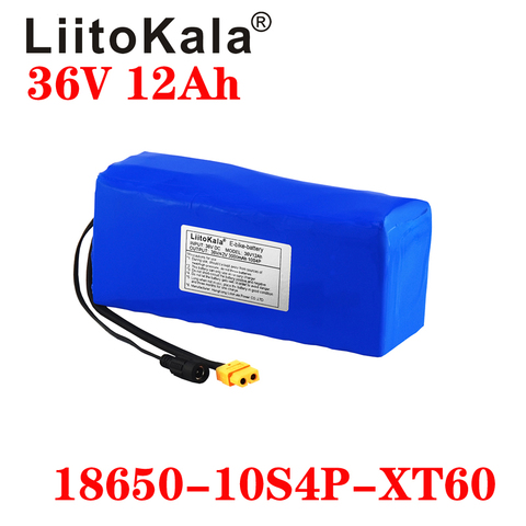 LiitoKala 36V 12ah 10S4P Lelectric bicycle battery pack 18650 Li-Ion Battery 500W High Power  42V Motorcycle Scoote XT60 Plug ► Photo 1/5