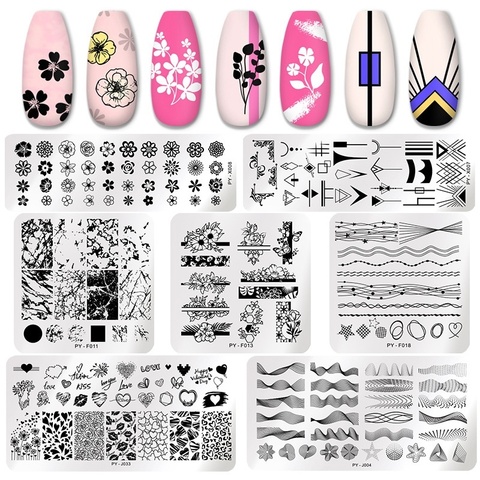 PICT YOU Flower Leaf Geometry Nail Stamping Plate Stainless Steel Nail Image Plate Stencil Tools DIY Printing Stamp Template ► Photo 1/6