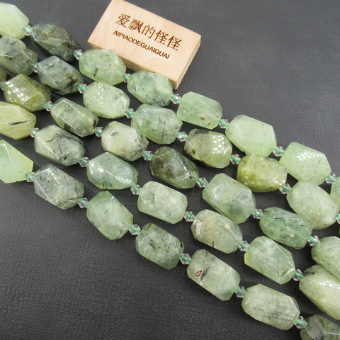 APDGG Natural Green Prehnite 20x30mm Faceted Oval Freeform Nuggets Beads Gemstone 16