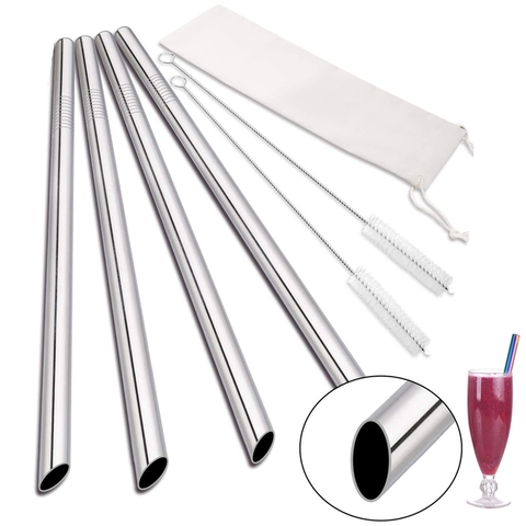 Angled Tips Reusable Smoothie Straws 12mm Wide 304 Stainless Steel Boba Straws Party Bar Drinking Metal Straw for Bubble Tea ► Photo 1/6