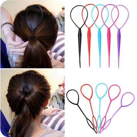 2pcs/set Ponytail Creator Plastic Loop Styling Tools Hair Tail Clip Braider Maker Styling Tool Professional Hair Braid Tools ► Photo 1/6