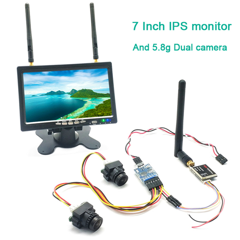 5.8G 40CH 7 inch HD IPS 1024*600 monitor with 3 channel Dual 1000TVL Video camera FPV 5.8G 600mW Video Transmitter for RC Drone ► Photo 1/6