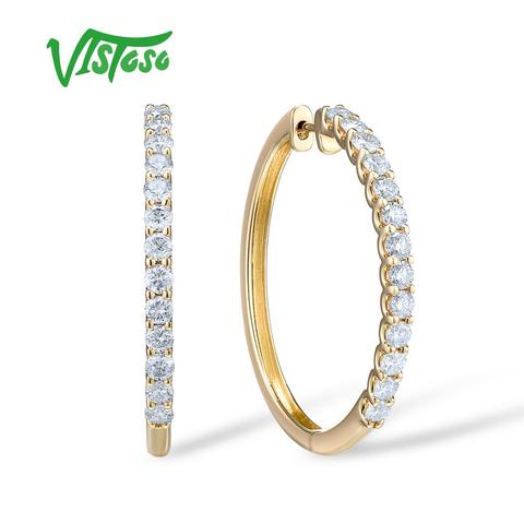 VISTOSO 14K Genuine 585 Yellow Gold Earrings For Lady Glamorous Elegant Sparkling Diamond Luxury Wedding Engagement Fine Jewelry ► Photo 1/1