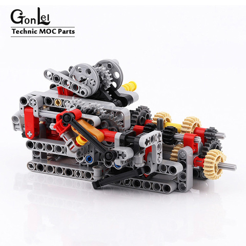 Technic 8 Speeds Sequential Gearbox Drive Motors System MOC Building Blocks Bricks Bulk Parts Toy Fit MOC Technic Cars Parts Set ► Photo 1/5