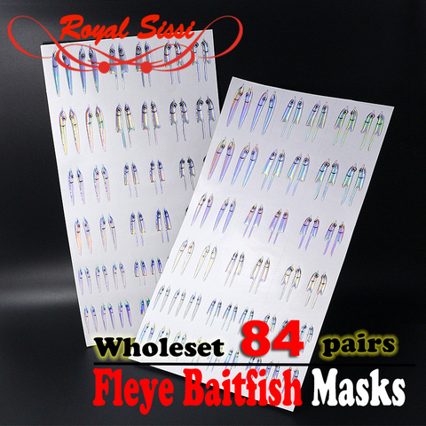 Hot 84pairs wholeset foil vinyl fish masks 3styles&sizes assorted fly tying streamer fly materials realistic baitfish lure tying ► Photo 1/6