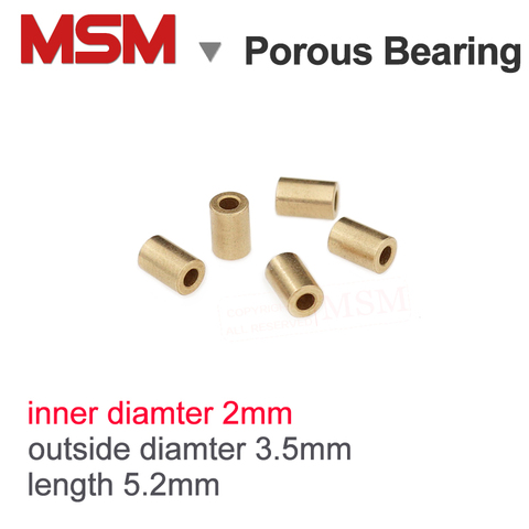 MSM 2x3.5x5.2mm Porous Bearings Copper Base Powder Metallurgic Oil Bushing Mini Bearing Sintered Copper Sleeve Tin bronze ► Photo 1/1