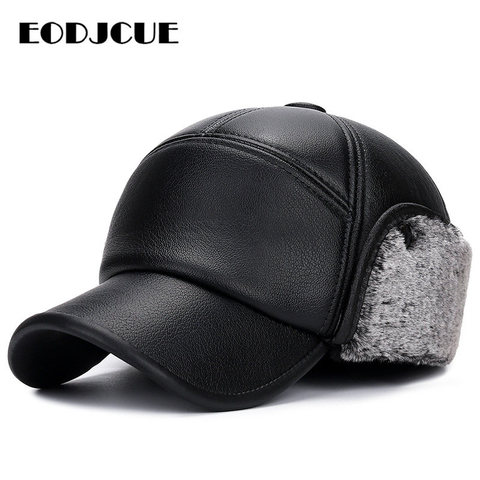 Winter Baseball Cap For Men Earmuffs Warm Thicker Cap Snapback Ear Protection Dad Hats Old Man Hat Casquette ► Photo 1/6