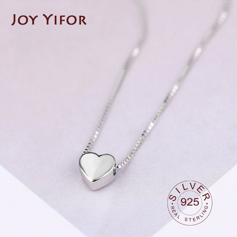 Fashion Minimalist Smooth Heart Shaped Pendant Necklace 925 sterling Silver Cute Charm Necklace For Women ► Photo 1/6