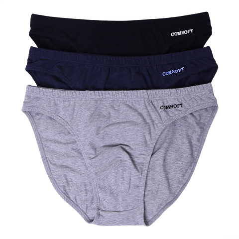 3Pcs/Pack Mens Underwear 100% Cotton Breathable Men's Briefs Comfortable Solid Panties Men Lingerie Plus Size ► Photo 1/6