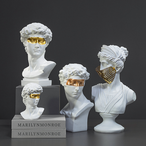 Modern Imitation Plaster Resin David Sculpture Art Bust Portrait Venus Statue Figurines Living Room Furnishings Home Decoration ► Photo 1/1