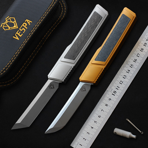 VESPA Ripper knife D2 blade 7075Aluminum+CF Handle camping hunting knives survival knife Tactical outdoor tools EDC knives ► Photo 1/1
