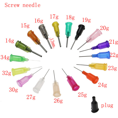 50pcs screw needle Precision Tips Liquid Dispenser Syringe Needles 14G 20G,21G 22G,23G,24G,25G Gauge Tips Glue Dispensing ► Photo 1/6