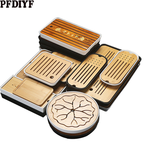 Multiple Chinese Bamboo Tea Trays Kung Fu Tea Tray Table with Drain Rack Tea Serving Tray Set  Kitchen Tea Ceremony Accessories ► Photo 1/6