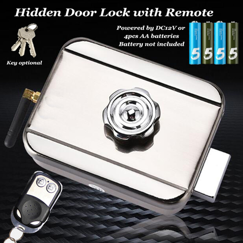 Battery Driven Remote Electric Lock Hidden Door Lock RFID Lock Key DC12V Electronic Lock Gate opener Home Access control ► Photo 1/6